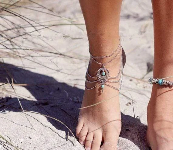 Boho Silver Beach Anklet - Glova