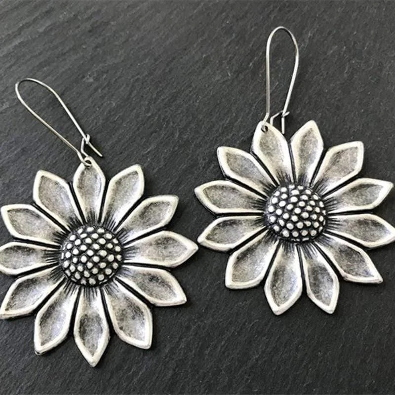 Boho Sunflower Drop Earrings - Glova