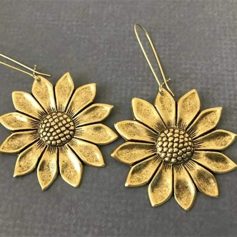 Boho Sunflower Drop Earrings - Glova