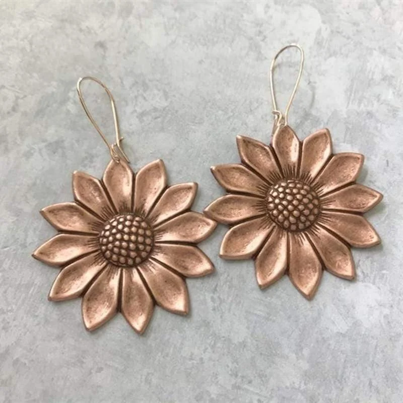 Boho Sunflower Drop Earrings - Glova