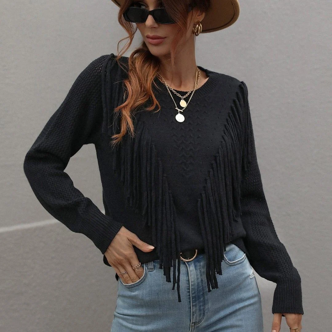 Boho Sweater With Tassels - Glova