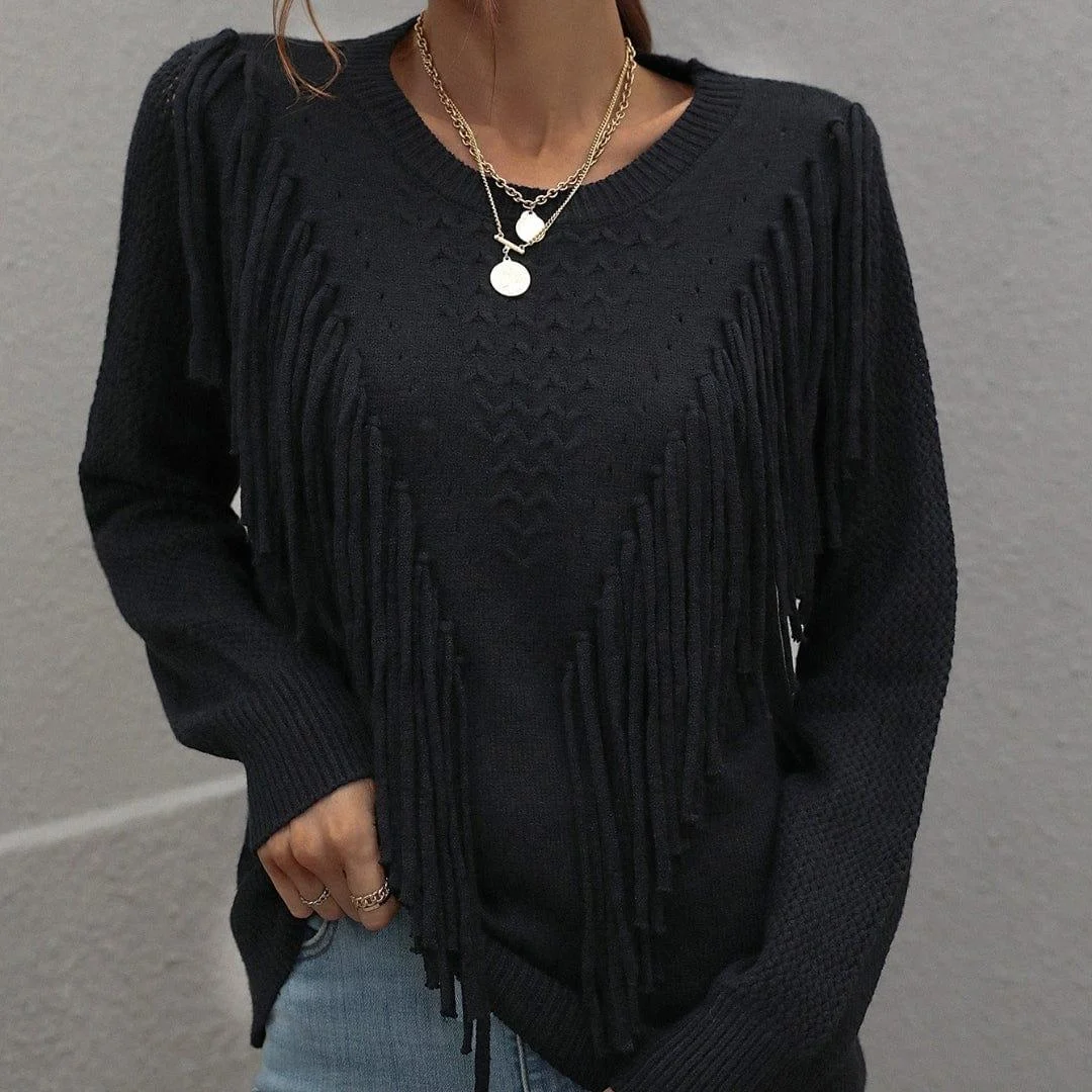 Boho Sweater With Tassels - Glova