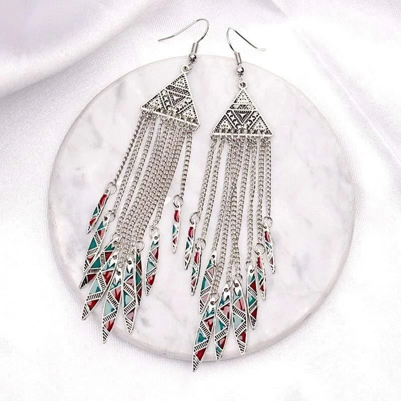 Boho Tassel Chain Earrings - Glova