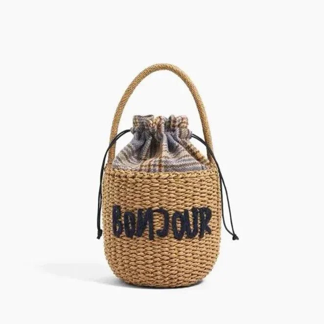 Bonjour Mini Straw Basket Bag - Glova