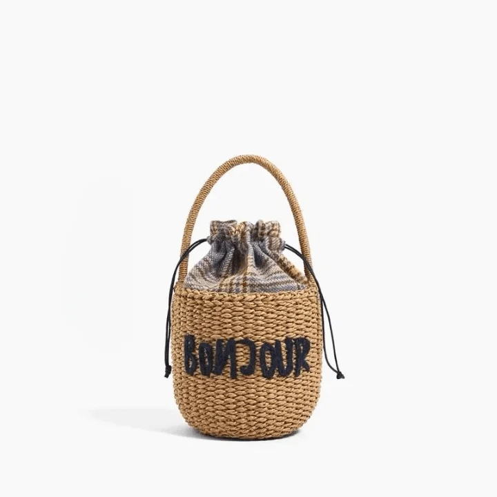 Bonjour Mini Straw Basket Bag - Glova