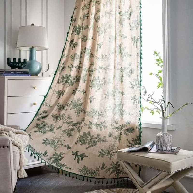 Botanical Garden Boho Tassel Curtains - Glova