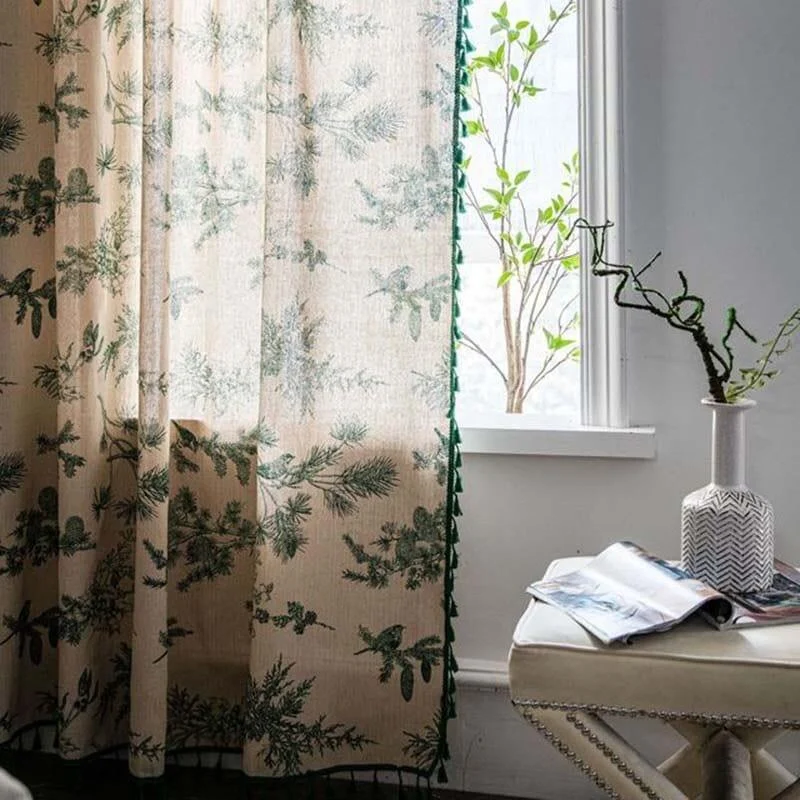 Botanical Garden Boho Tassel Curtains - Glova