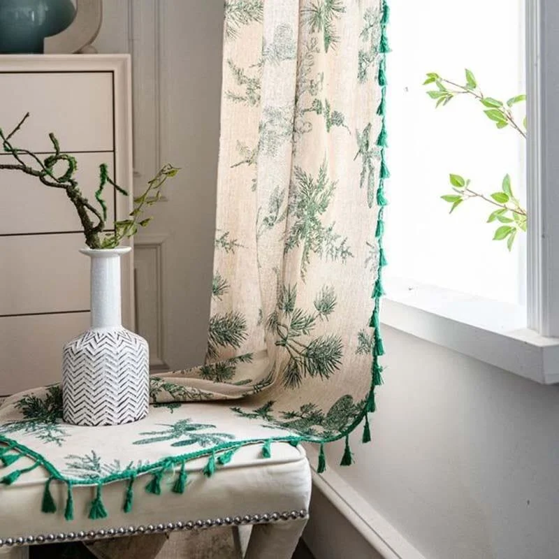 Botanical Garden Boho Tassel Curtains - Glova