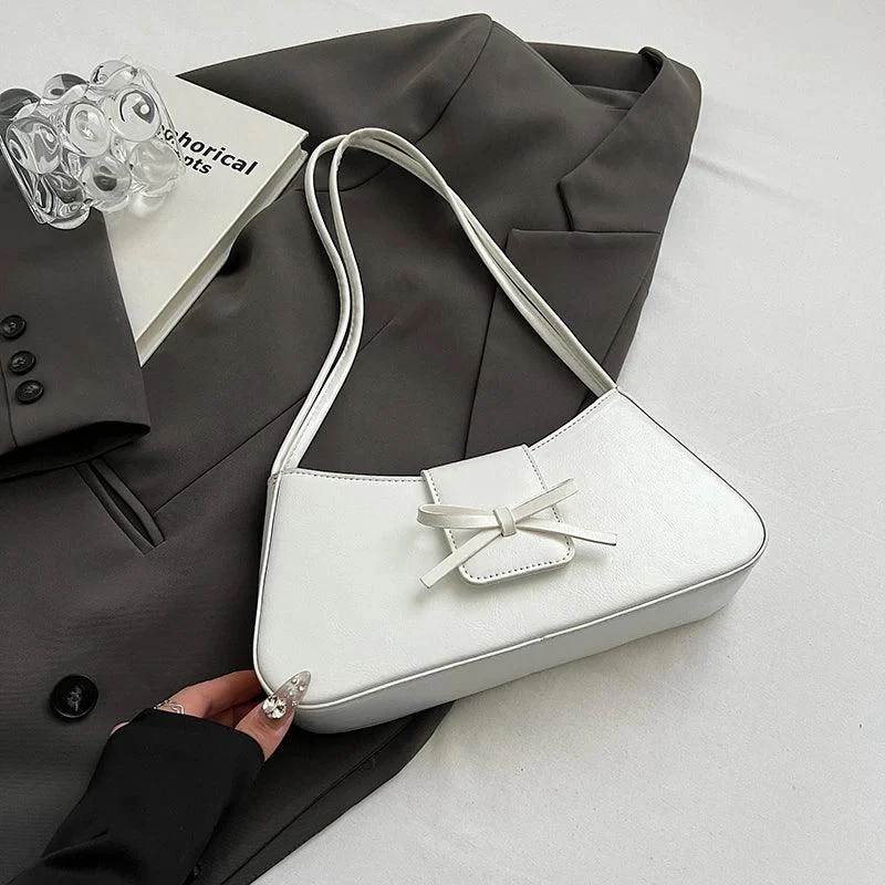 Bow Small Underarm Bags PU Leather Soft Hand Bag - Glova