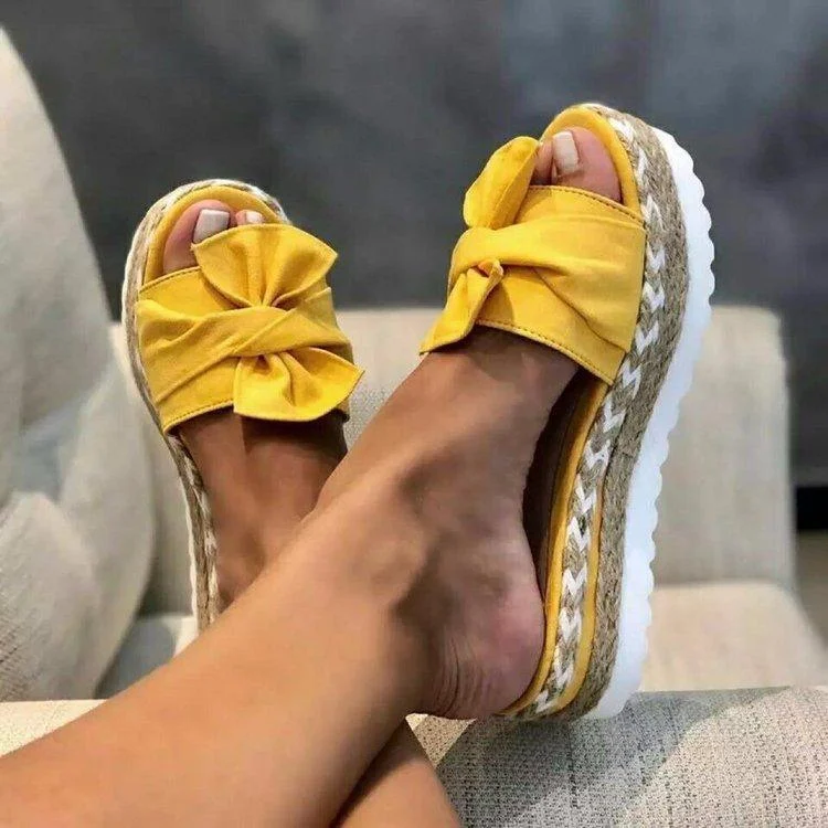 Bowknot Thick Soles Slippers - Glova