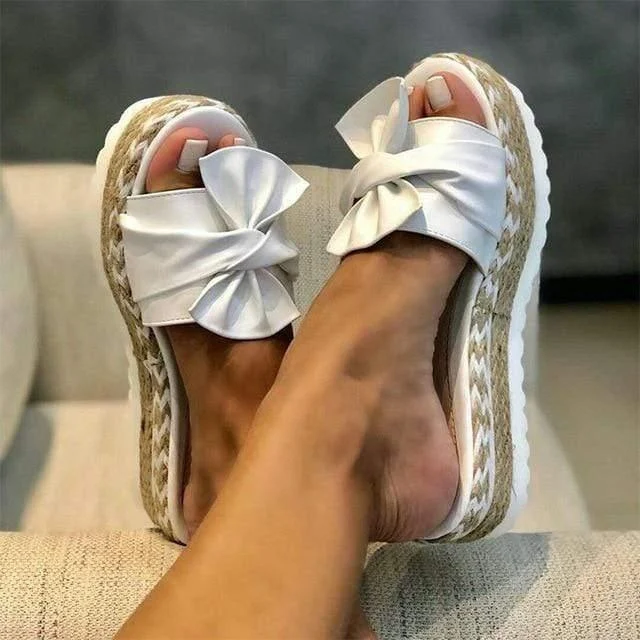 Bowknot Thick Soles Slippers - Glova