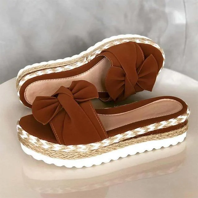 Bowknot Thick Soles Slippers - Glova