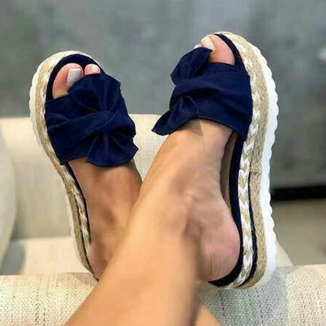 Bowknot Thick Soles Slippers - Glova