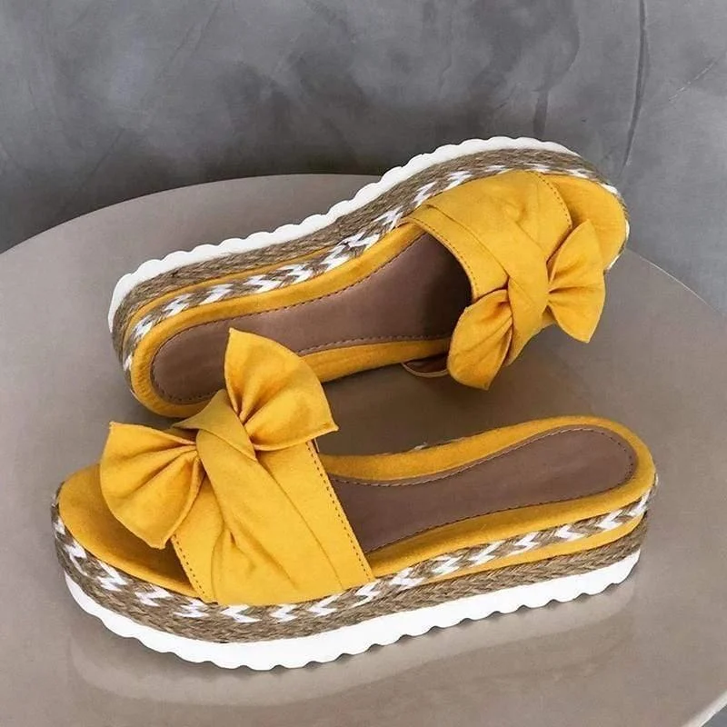 Bowknot Thick Soles Slippers - Glova