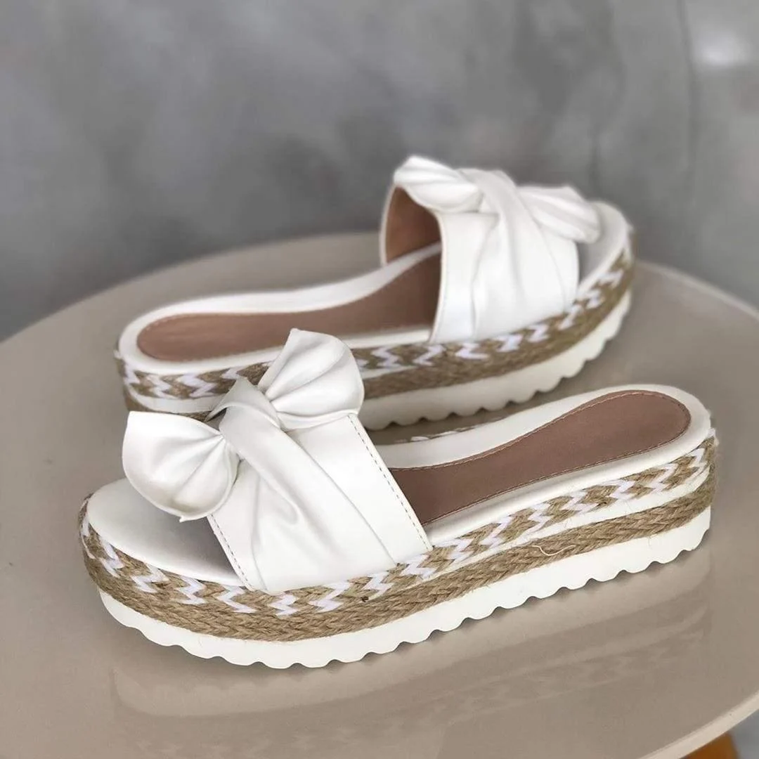 Bowknot Thick Soles Slippers - Glova