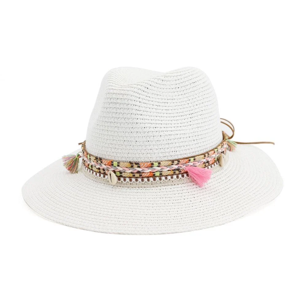 Braid Shells And Tassels Sun Panama Hat - Glova