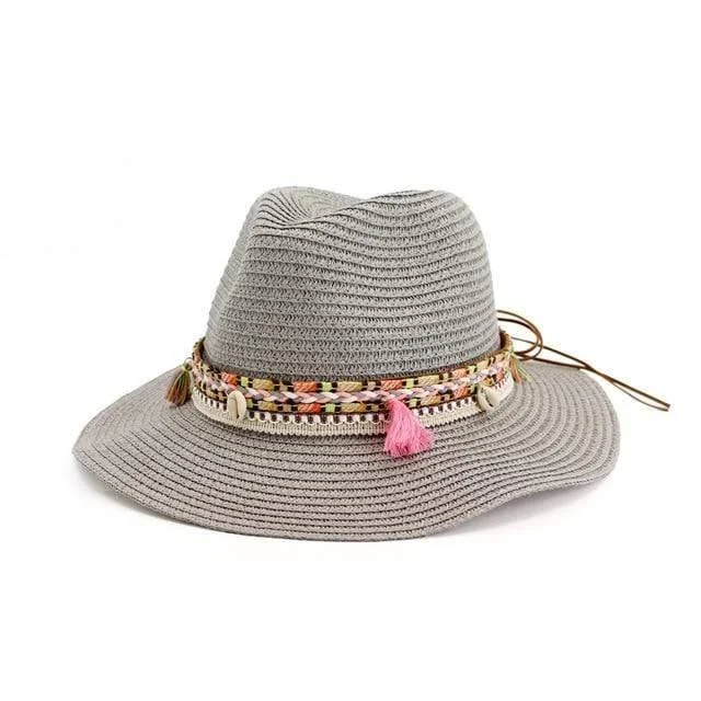 Braid Shells And Tassels Sun Panama Hat - Glova