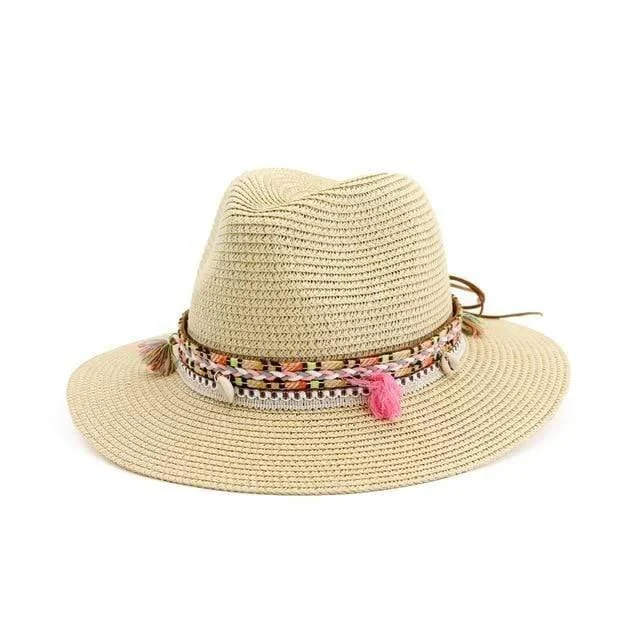 Braid Shells And Tassels Sun Panama Hat - Glova