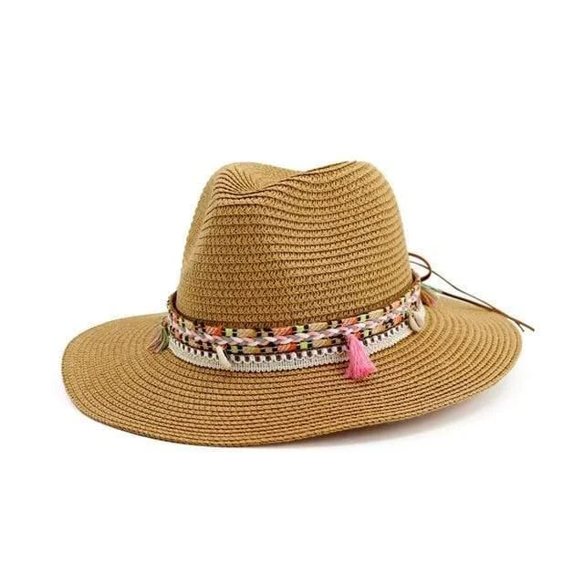 Braid Shells And Tassels Sun Panama Hat - Glova