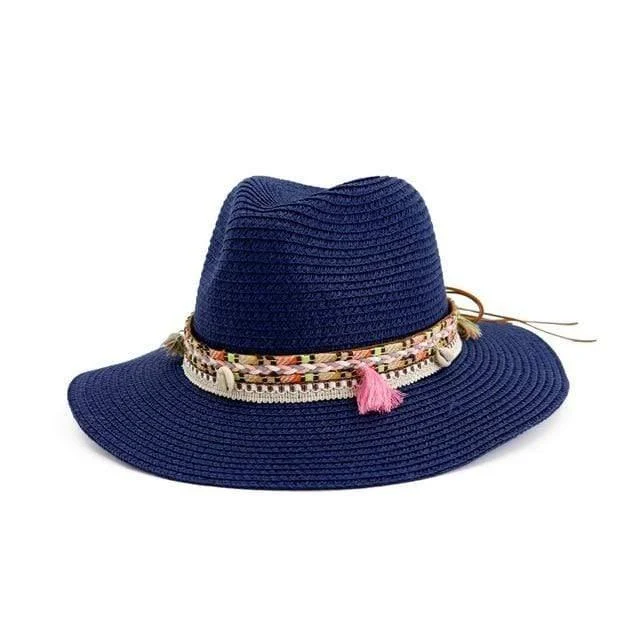 Braid Shells And Tassels Sun Panama Hat - Glova