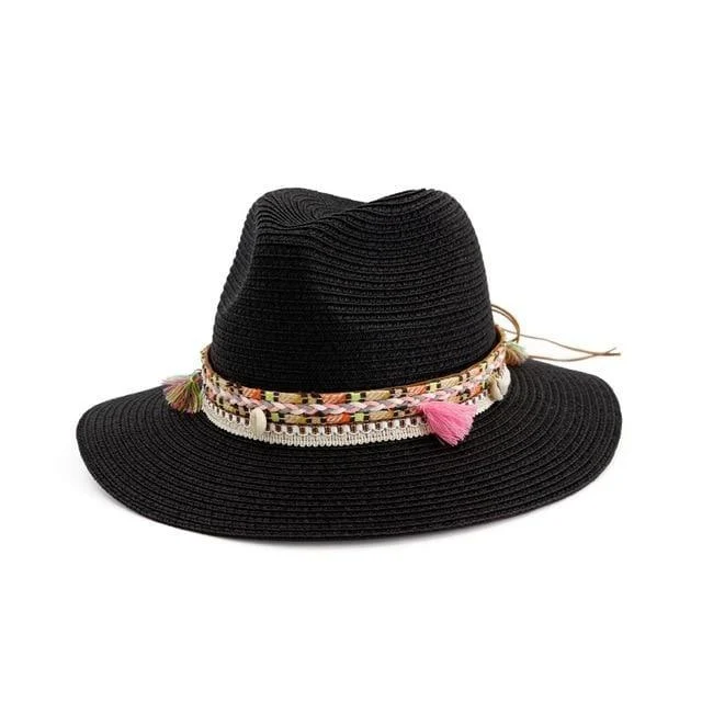 Braid Shells And Tassels Sun Panama Hat - Glova