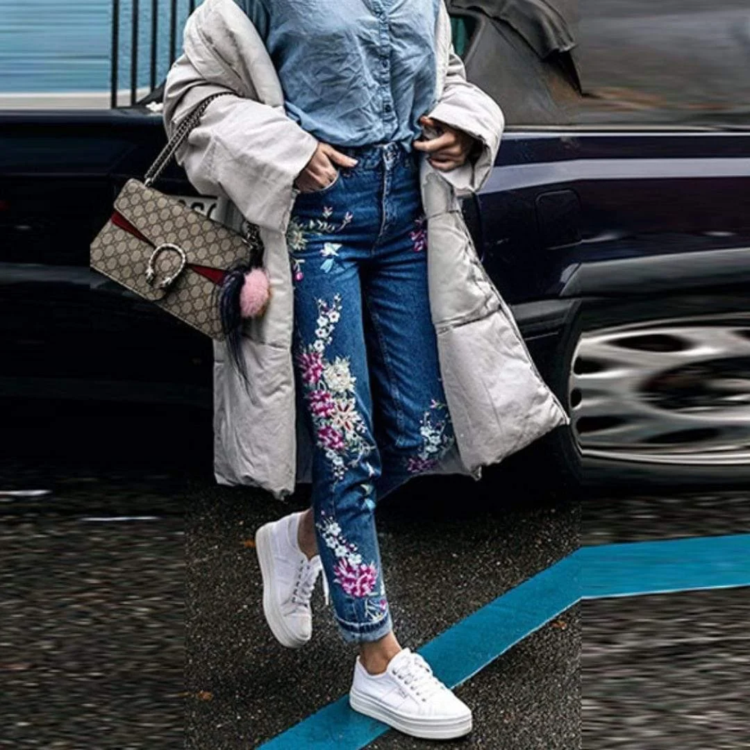 Brigitte Floral Blue Jeans - Glova