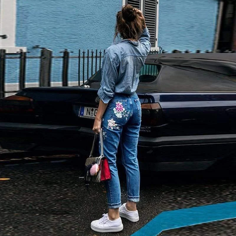 Brigitte Floral Blue Jeans - Glova