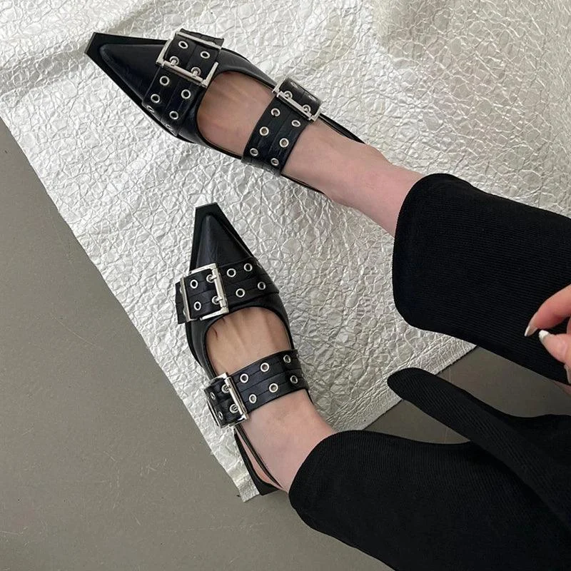 Buckle Sling back Pointed Toe Female Sandals Mules - Glova