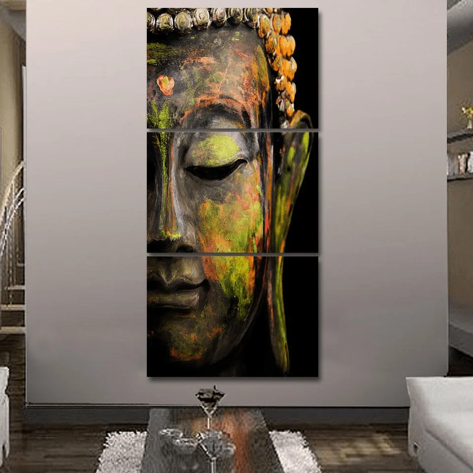 Buddha Statue Printed Canvas Painting 3pcs - Glova