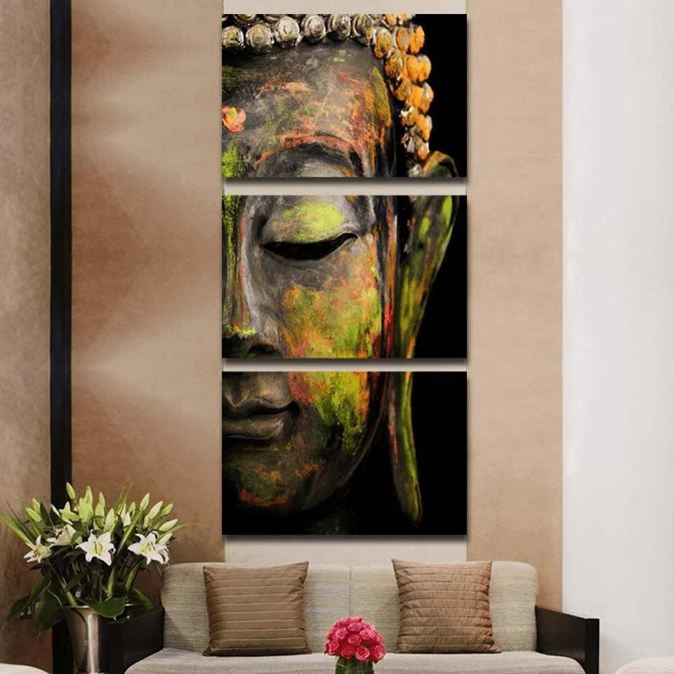 Buddha Statue Printed Canvas Painting 3pcs - Glova