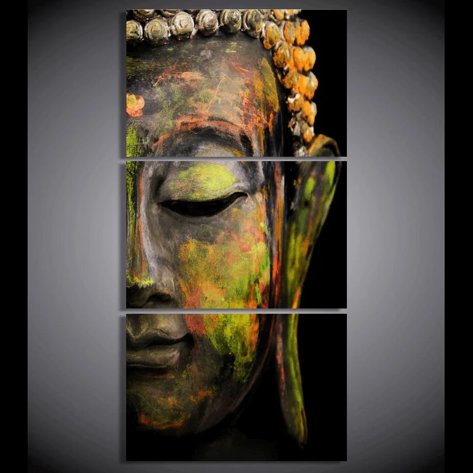 Buddha Statue Printed Canvas Painting 3pcs - Glova