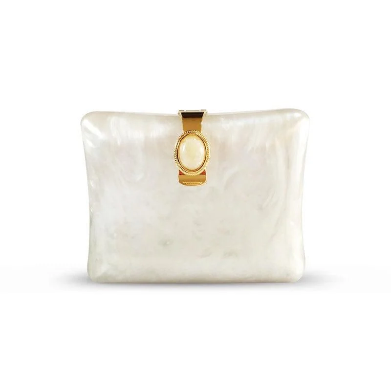 Bulan Pearlescent Acrylic Evening Clutch Bag - Glova