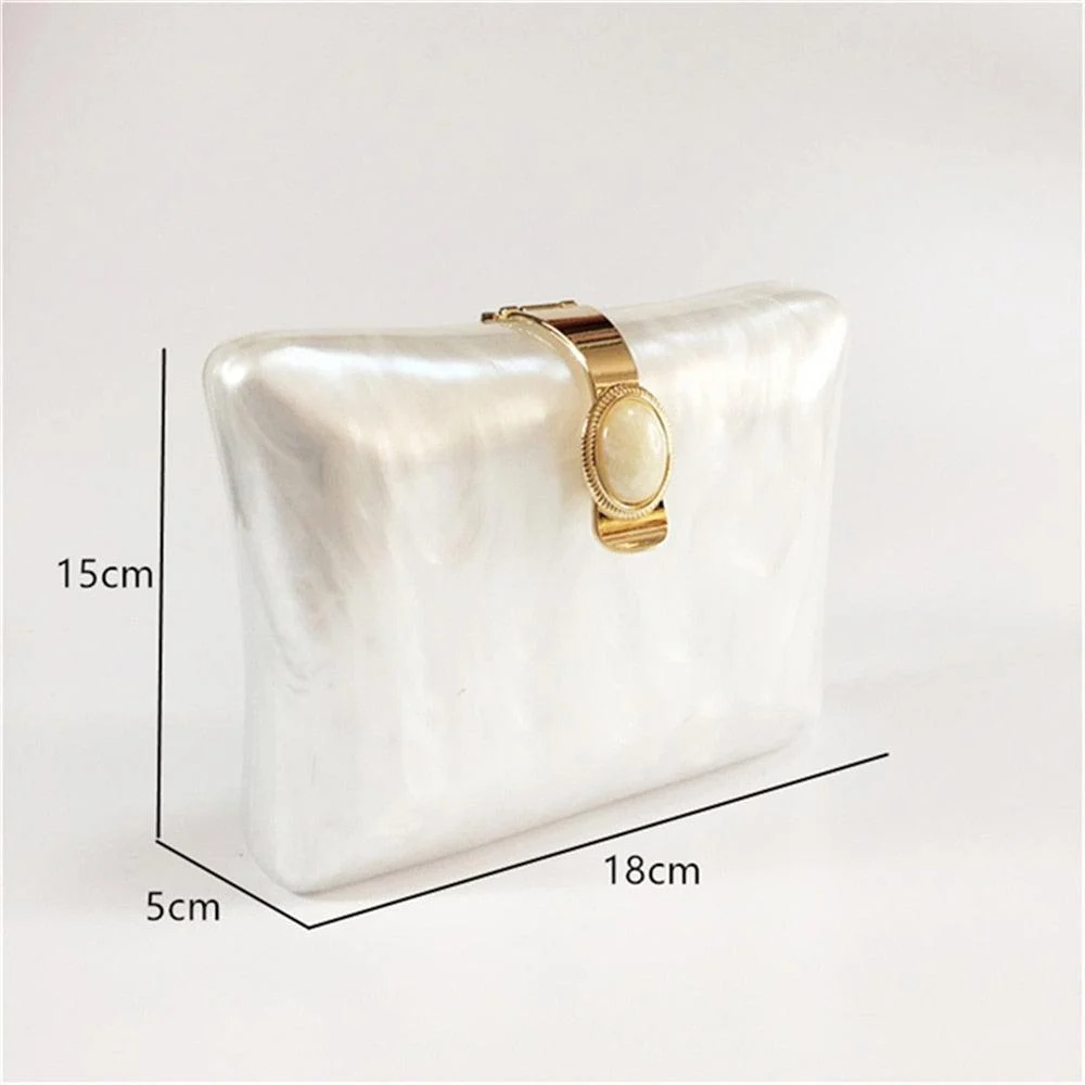 Bulan Pearlescent Acrylic Evening Clutch Bag - Glova