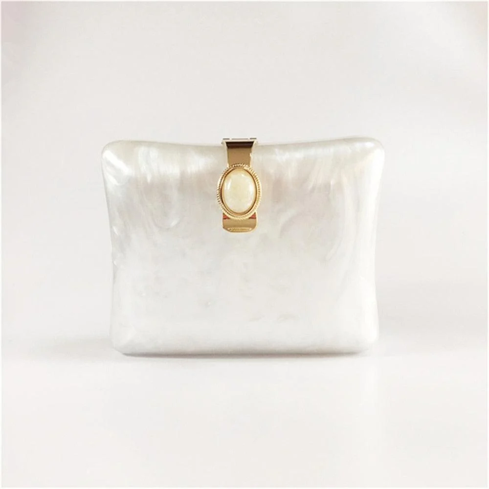 Bulan Pearlescent Acrylic Evening Clutch Bag - Glova