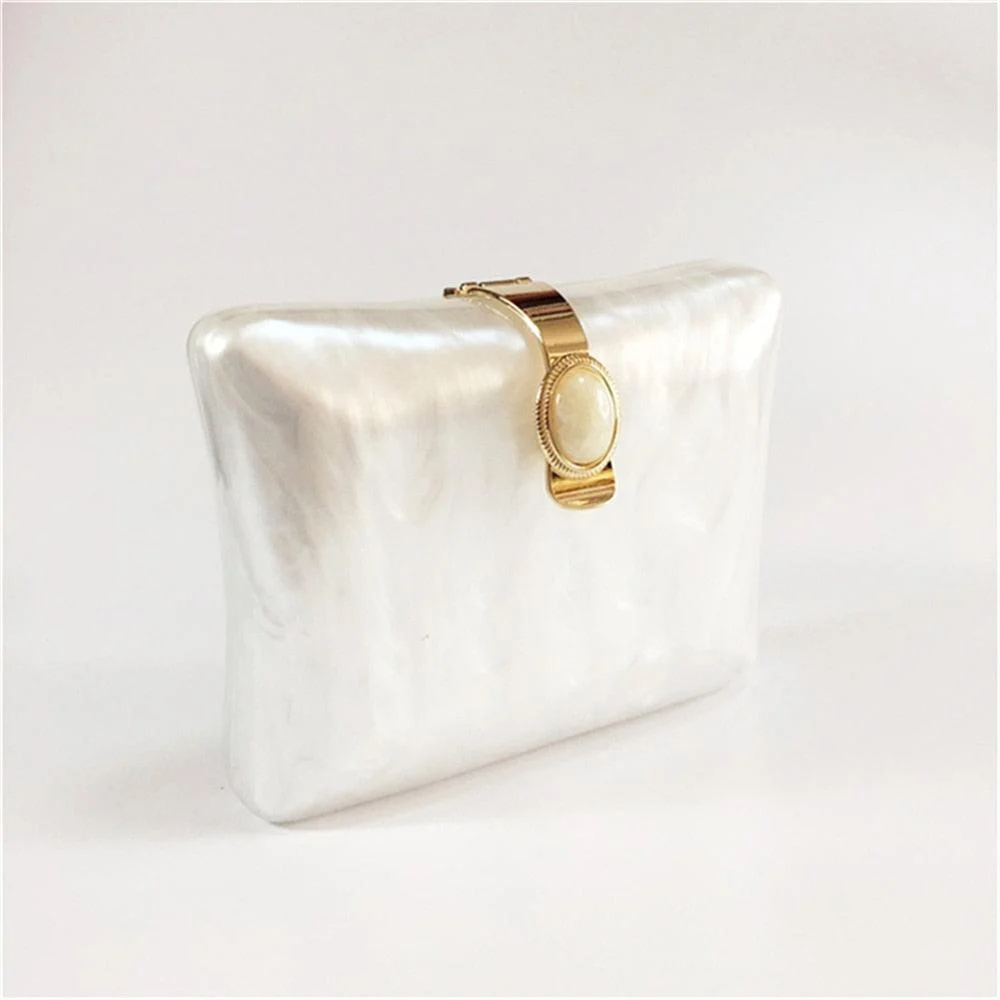 Bulan Pearlescent Acrylic Evening Clutch Bag - Glova