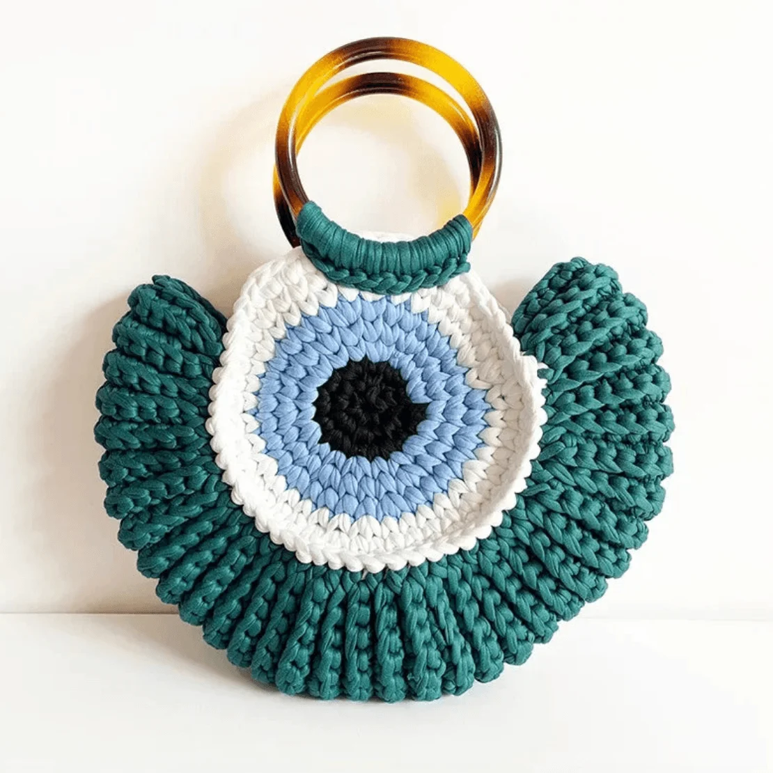 Bull's Eye Crochet Knit Round Retro Mini Totes - Glova