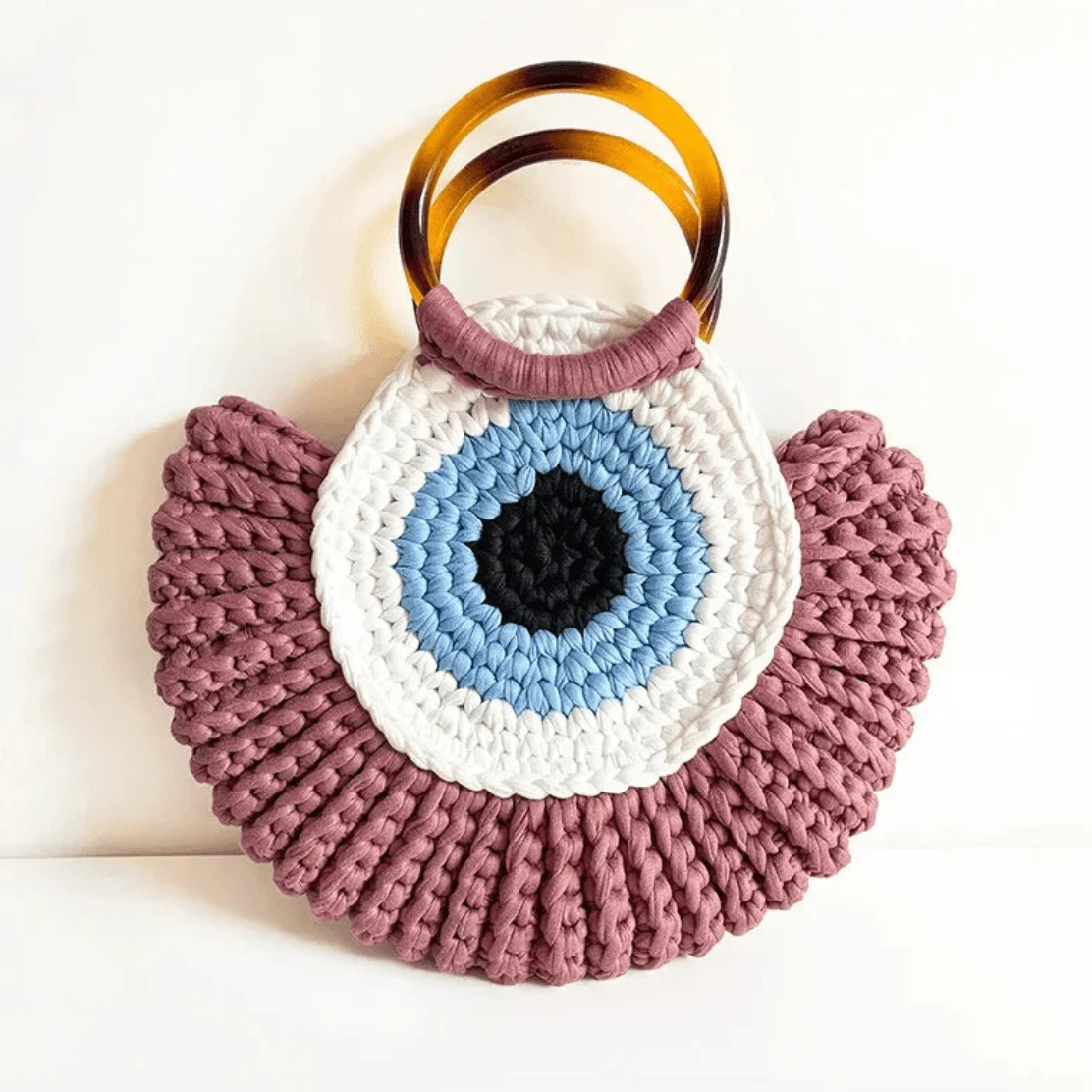 Bull's Eye Crochet Knit Round Retro Mini Totes - Glova