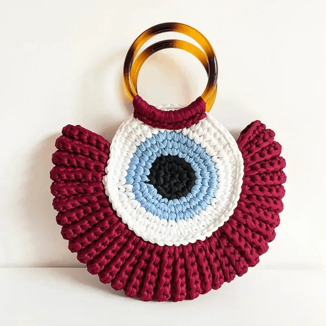 Bull's Eye Crochet Knit Round Retro Mini Totes - Glova