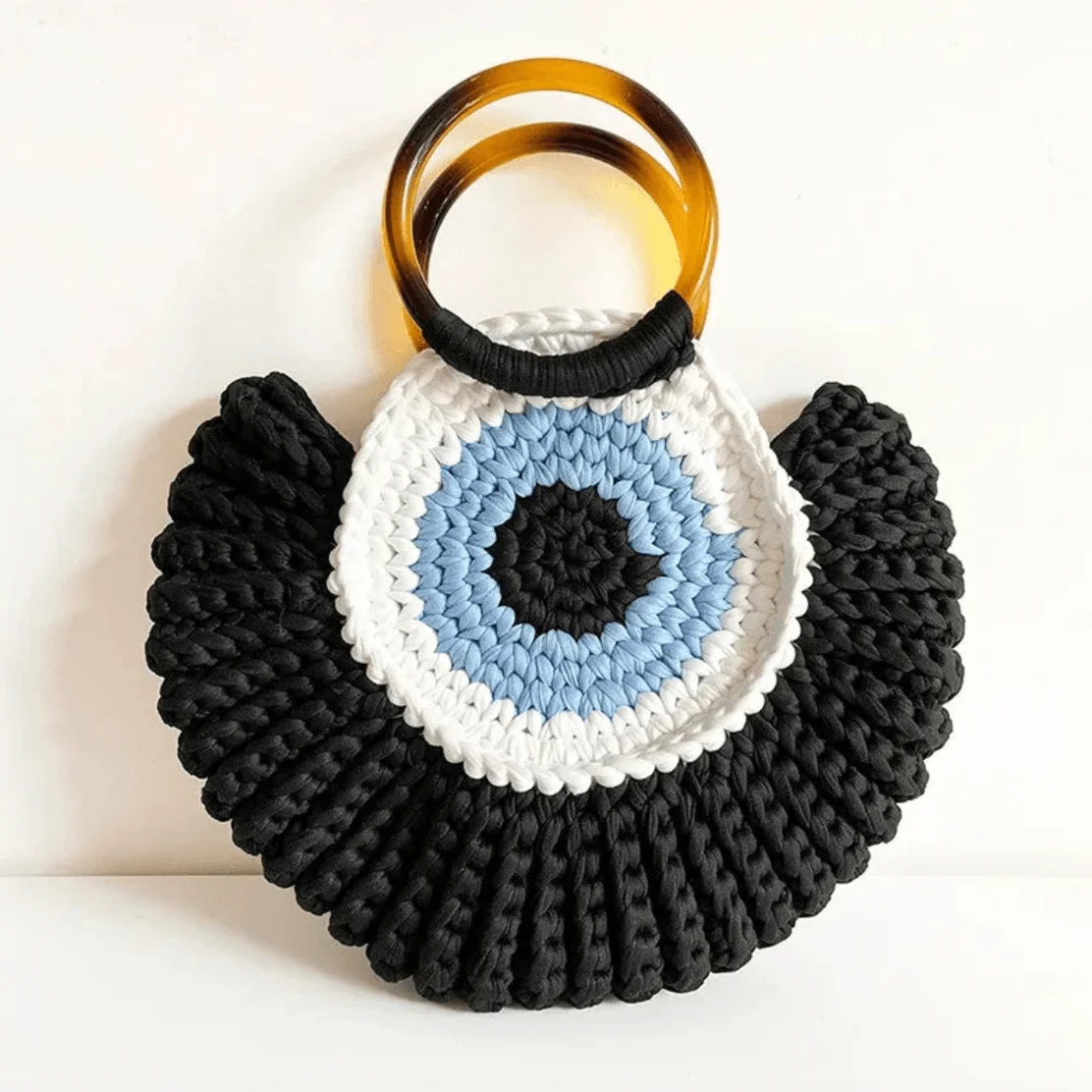 Bull's Eye Crochet Knit Round Retro Mini Totes - Glova