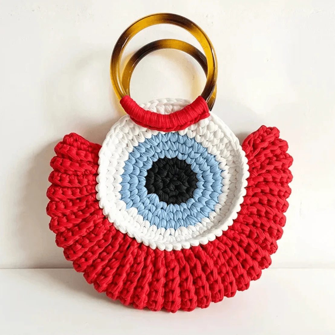 Bull's Eye Crochet Knit Round Retro Mini Totes - Glova