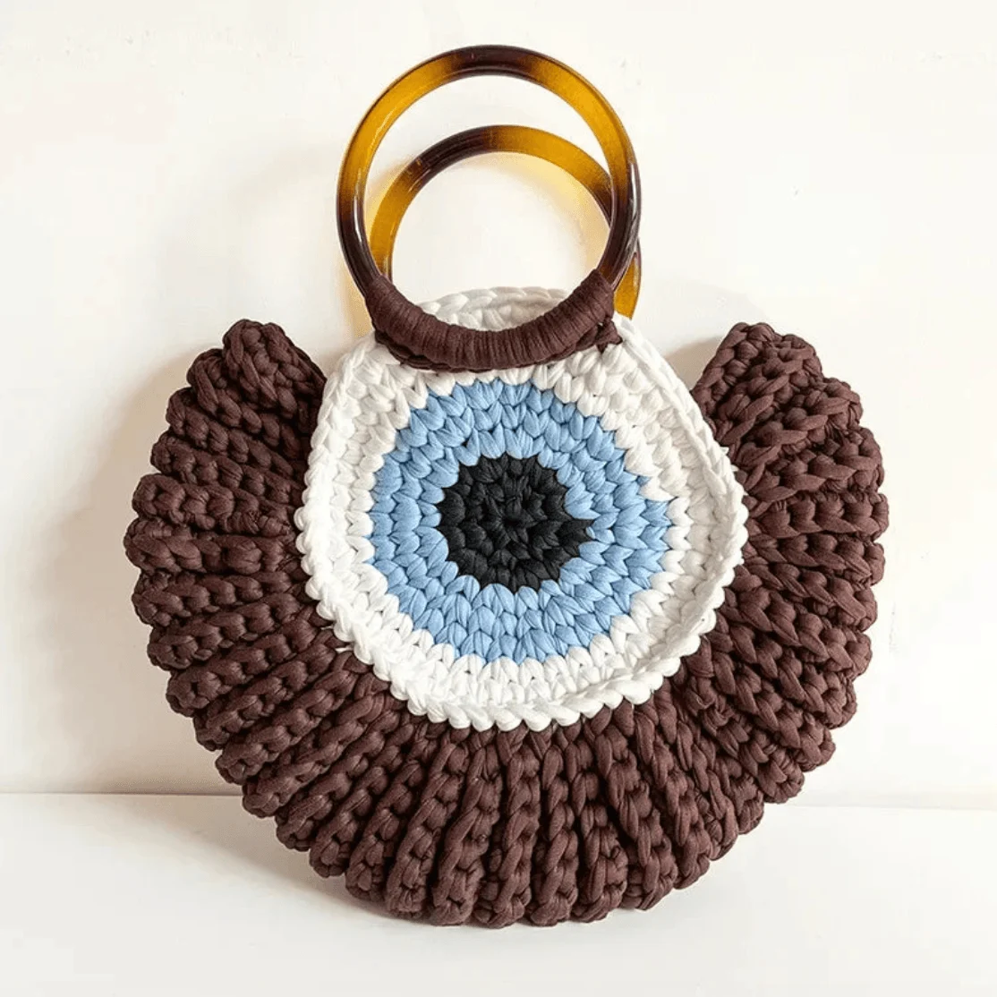 Bull's Eye Crochet Knit Round Retro Mini Totes - Glova