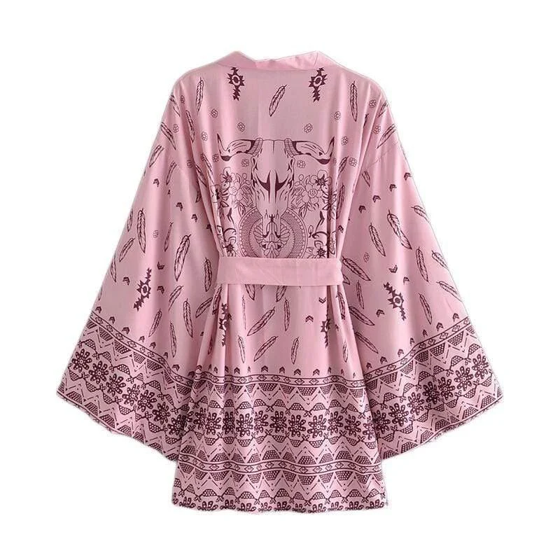 Bull Skull Print Kimono - Glova