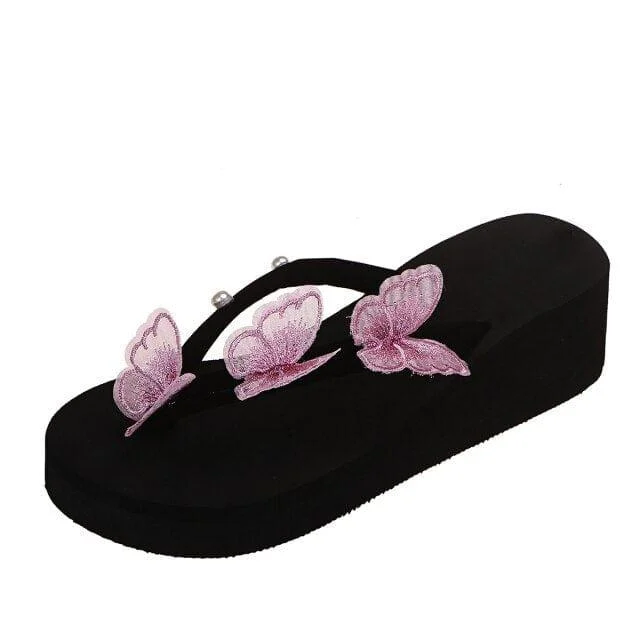 Butterflies All Over Flip Flops - Glova