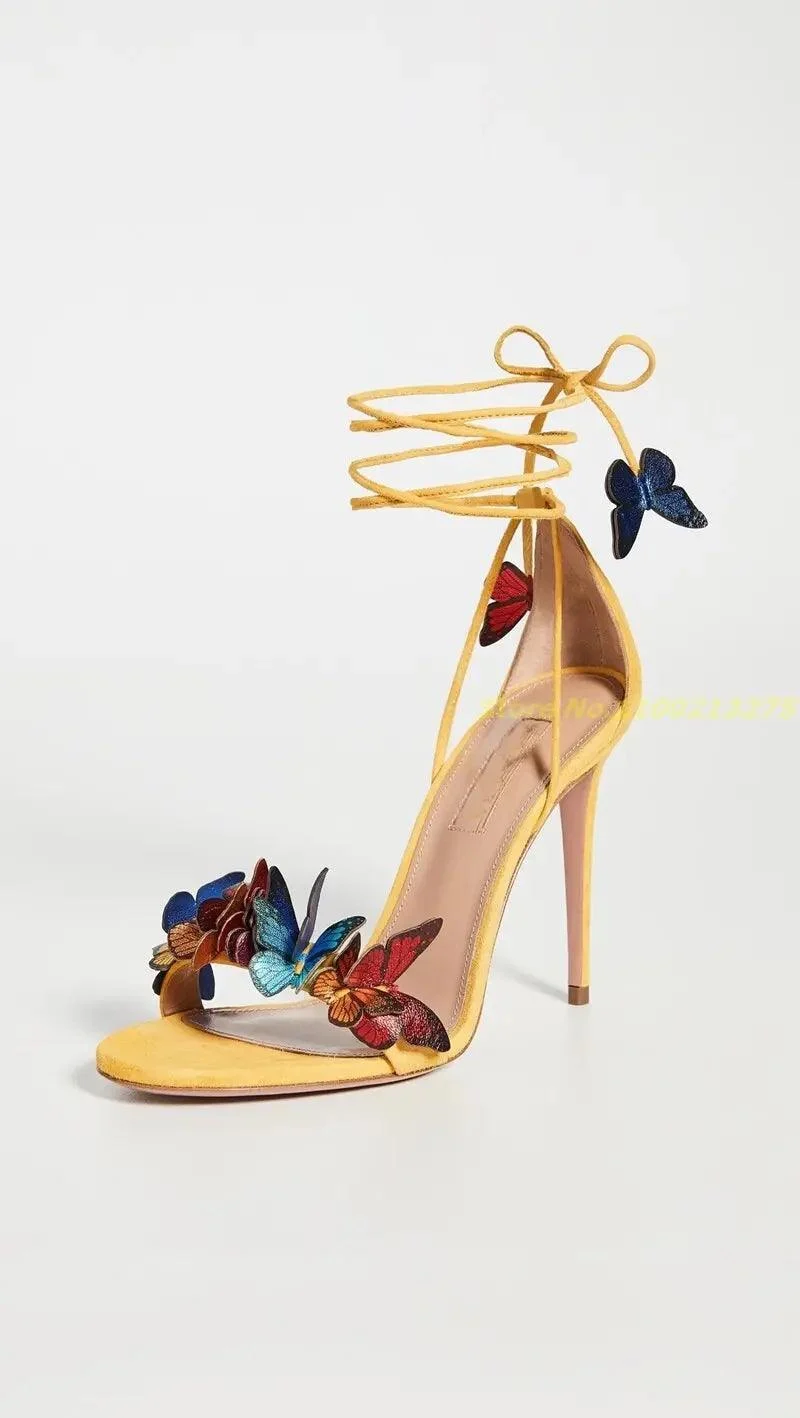 Butterfly-knot Ankle Cross Tied Sandals - Glova