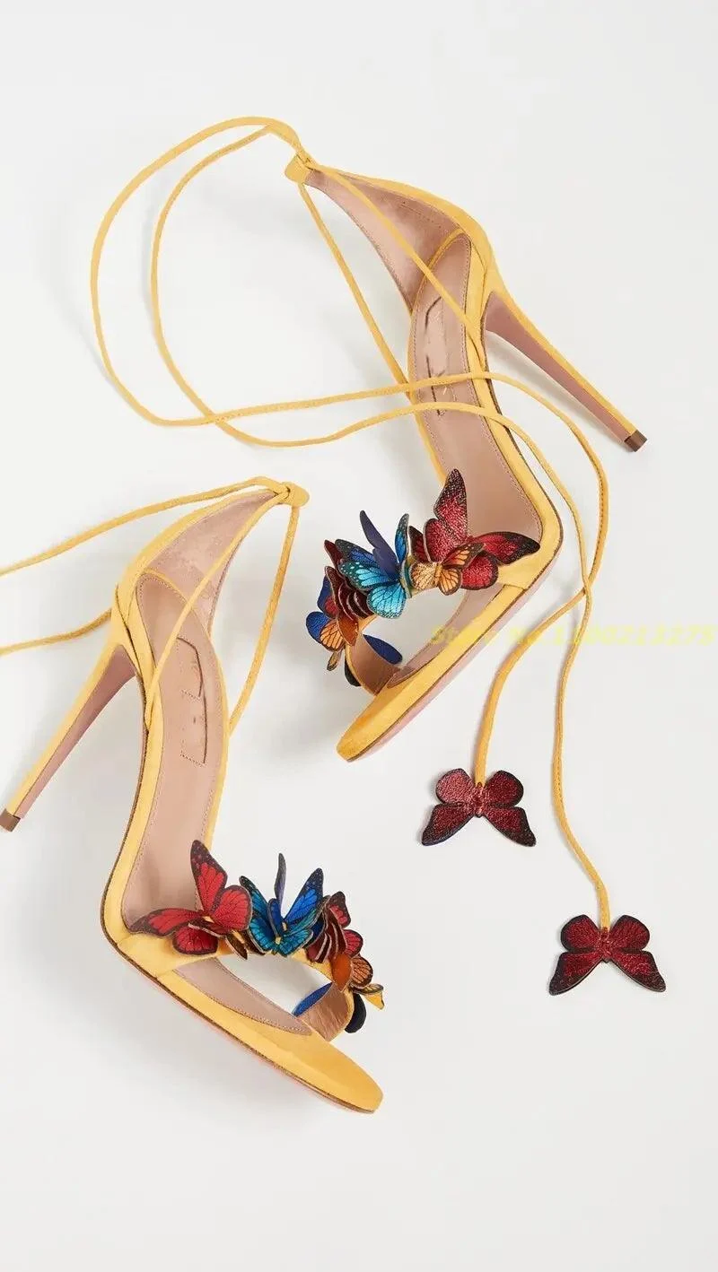 Butterfly-knot Ankle Cross Tied Sandals - Glova