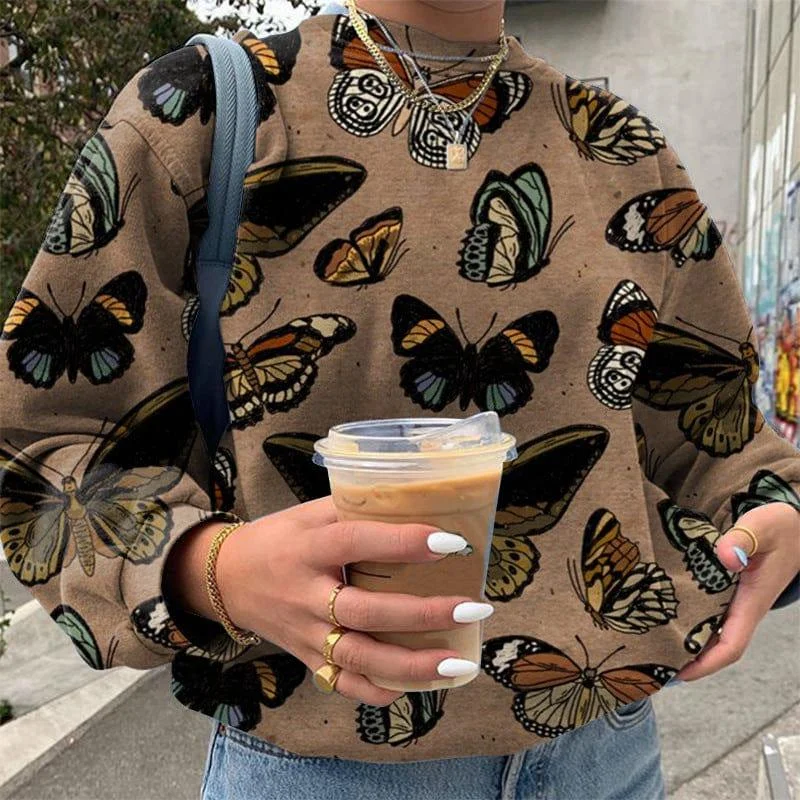 Butterfly Print Sweatshirt - Glova