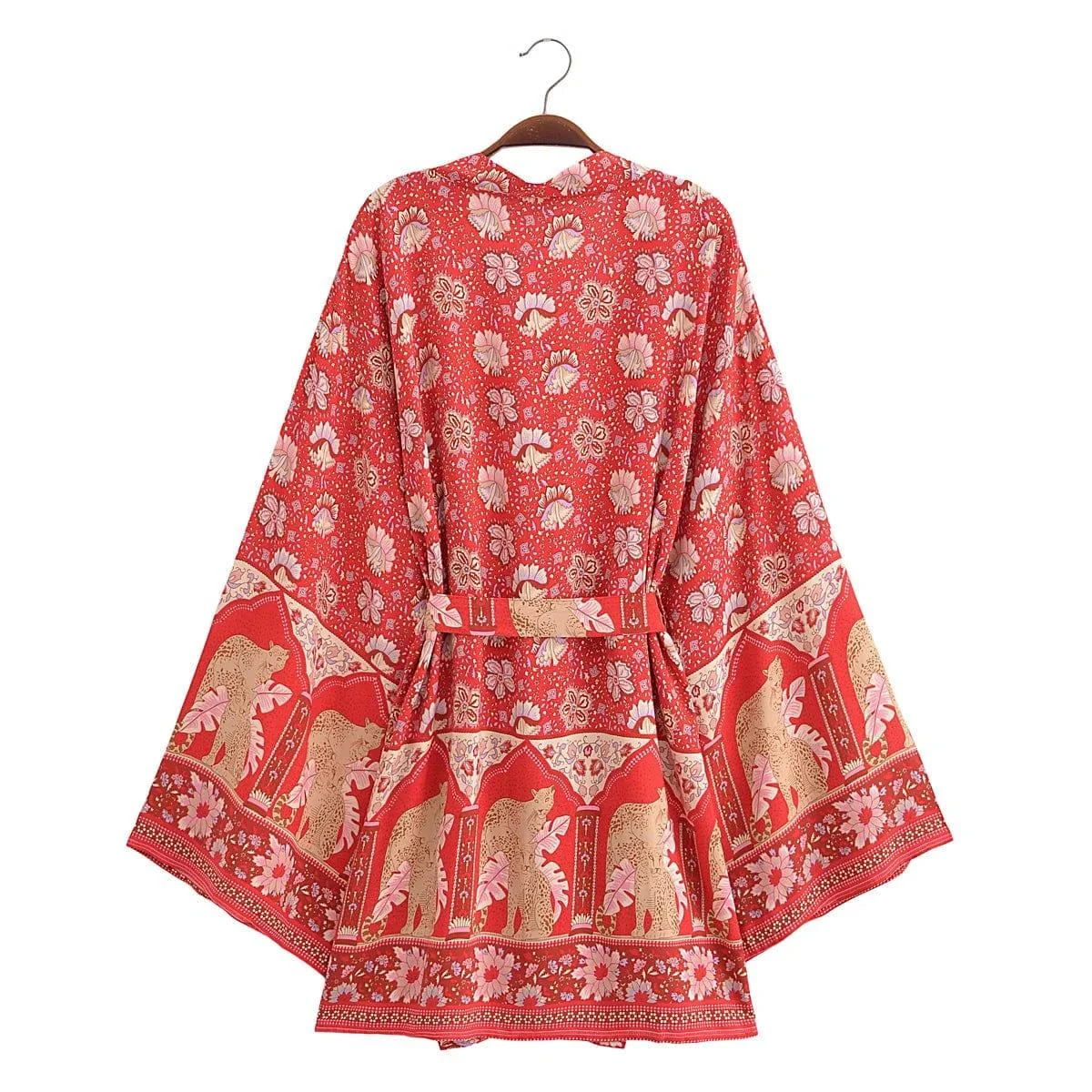 Cadence Floral Kimono In Red - Glova