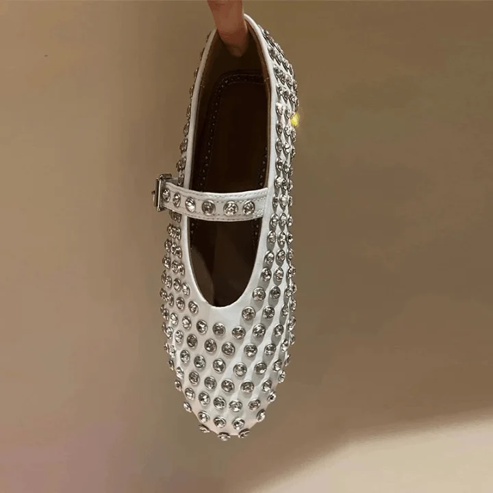 Calla Rhinestone Rivet Ballet Flats - Glova