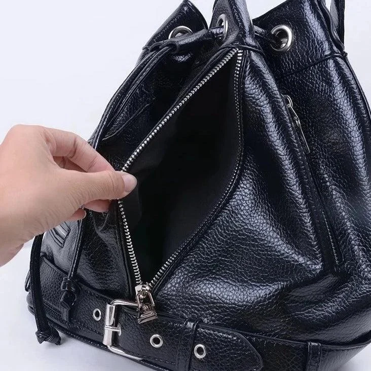 Callie BIker's Jacket Shape Punk Shoulder Bucket Bag - Glova