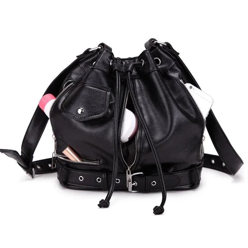 Callie BIker's Jacket Shape Punk Shoulder Bucket Bag - Glova